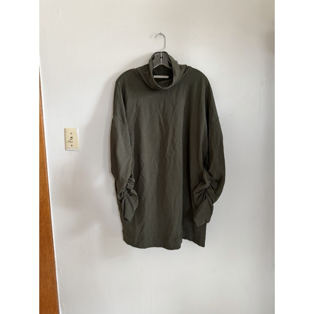 peruvian connection Oversized Green Tunic Sweatshirt Turtleneck Annika Drape L